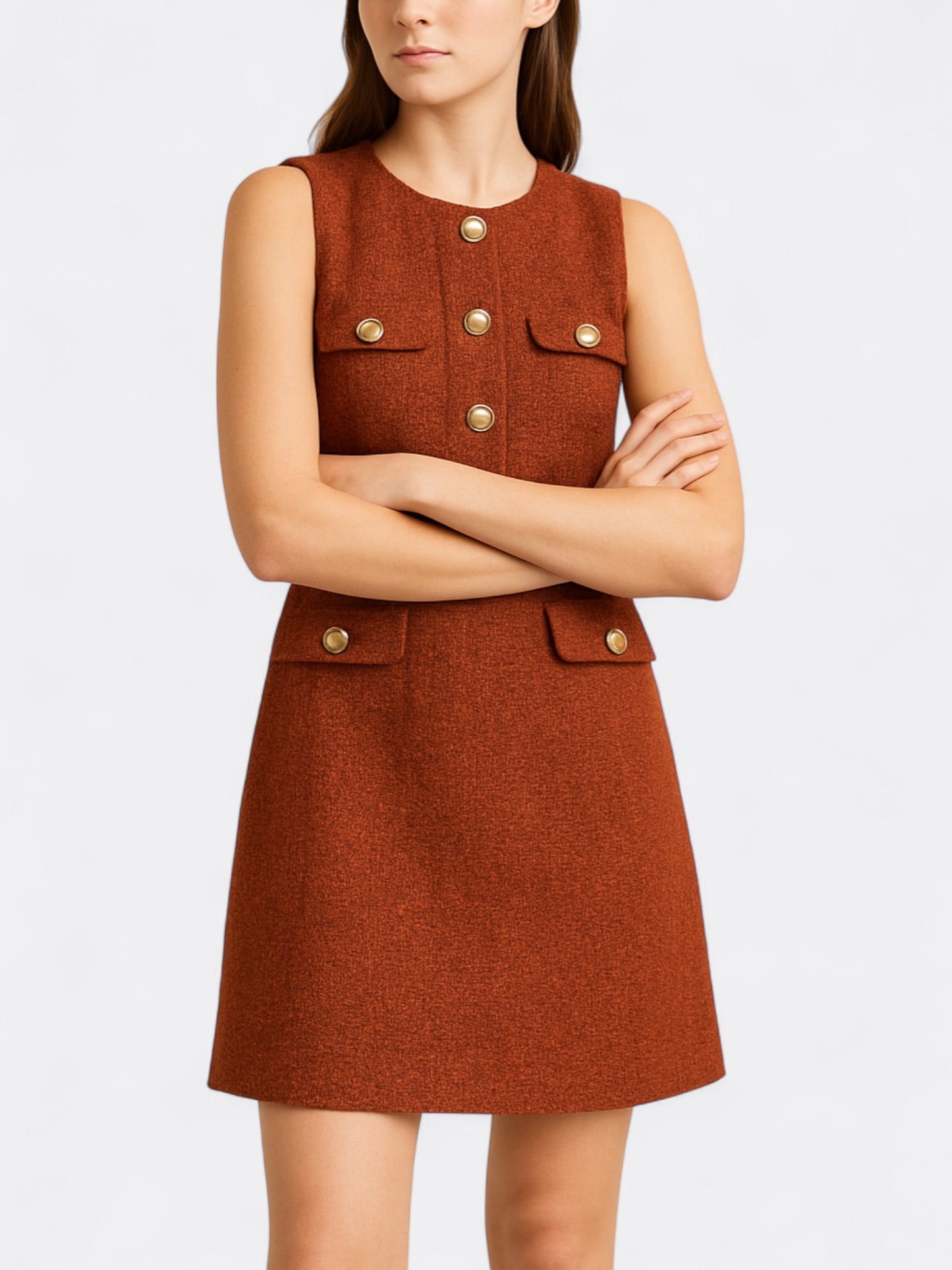 Dames Mouwloze Jurk Met Knopen & Zakdetails | Mini