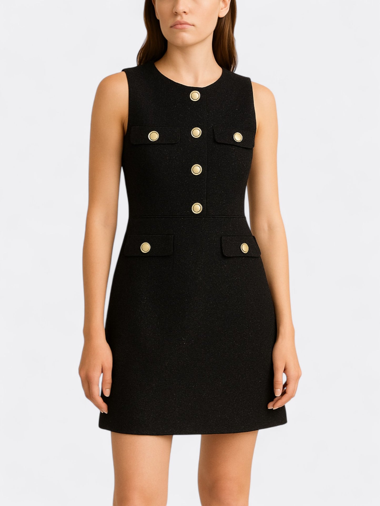 Dames Mouwloze Jurk Met Knopen & Zakdetails | Mini