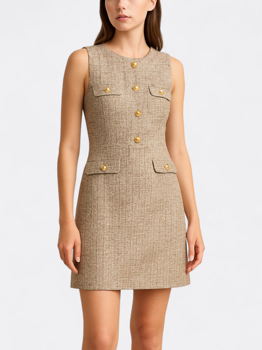 Dames Mouwloze Jurk Met Knopen & Zakdetails | Mini