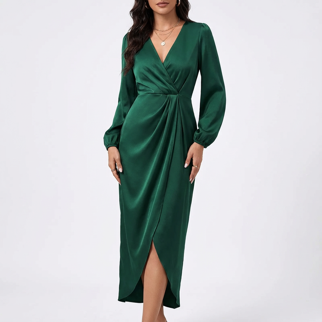 Fleur | Elegante satijnen overslagjurk