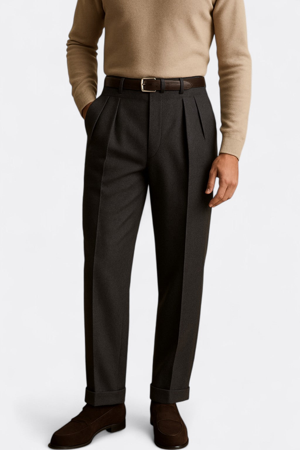 Heren Pantalon Met Hoge Taille & Bandplooi | Klassiek