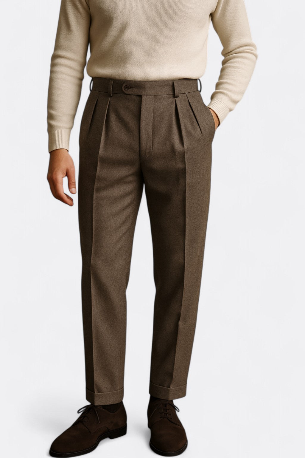 Heren Pantalon Met Hoge Taille & Bandplooi | Klassiek