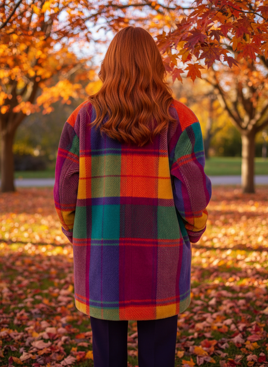 Luna | Oversized kleurrijke ruitenmantel in warme wolmix